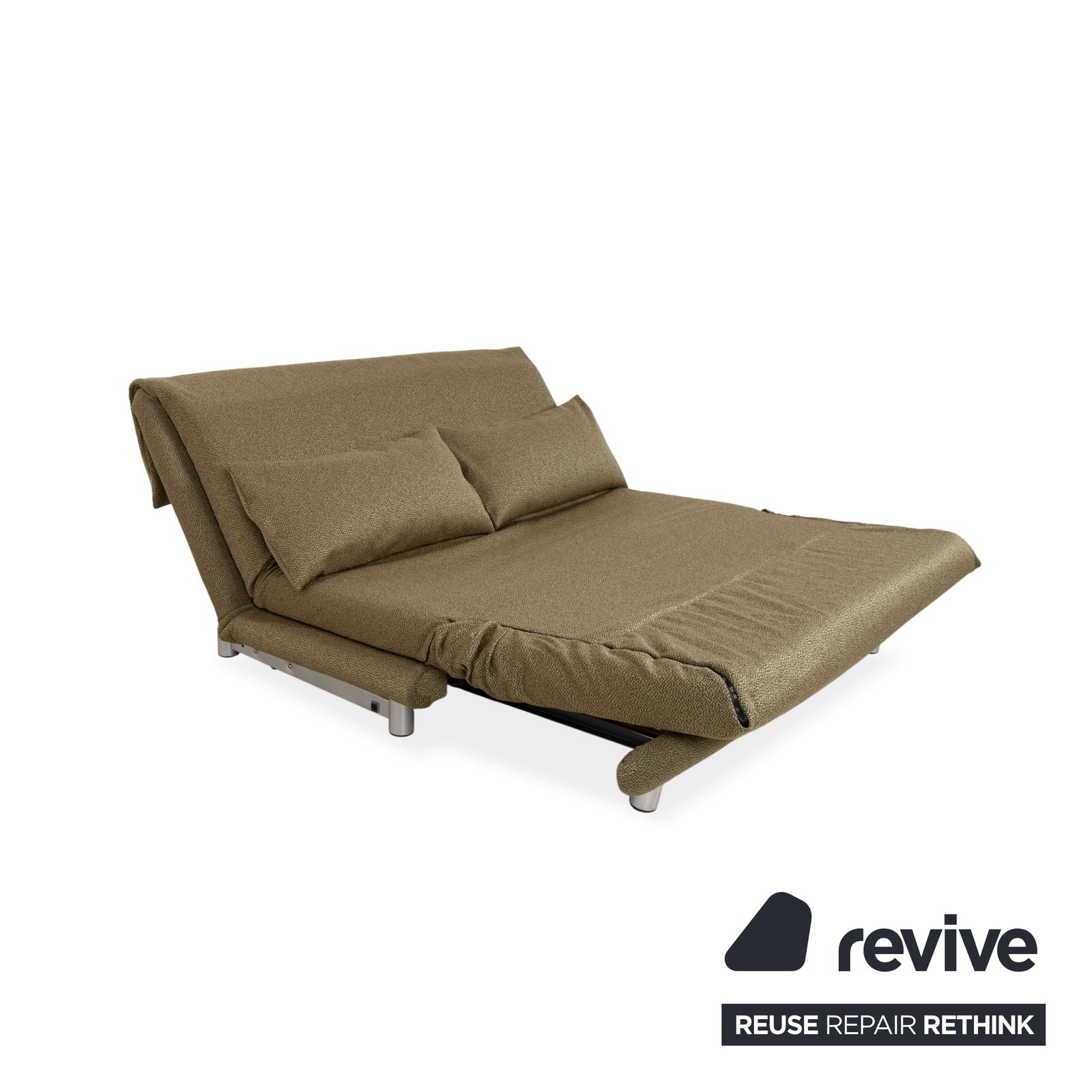 Canapé Ligne Roset Multy 3 places en tissu vert, fonction couchage manuel, retapissé photo Mobilier