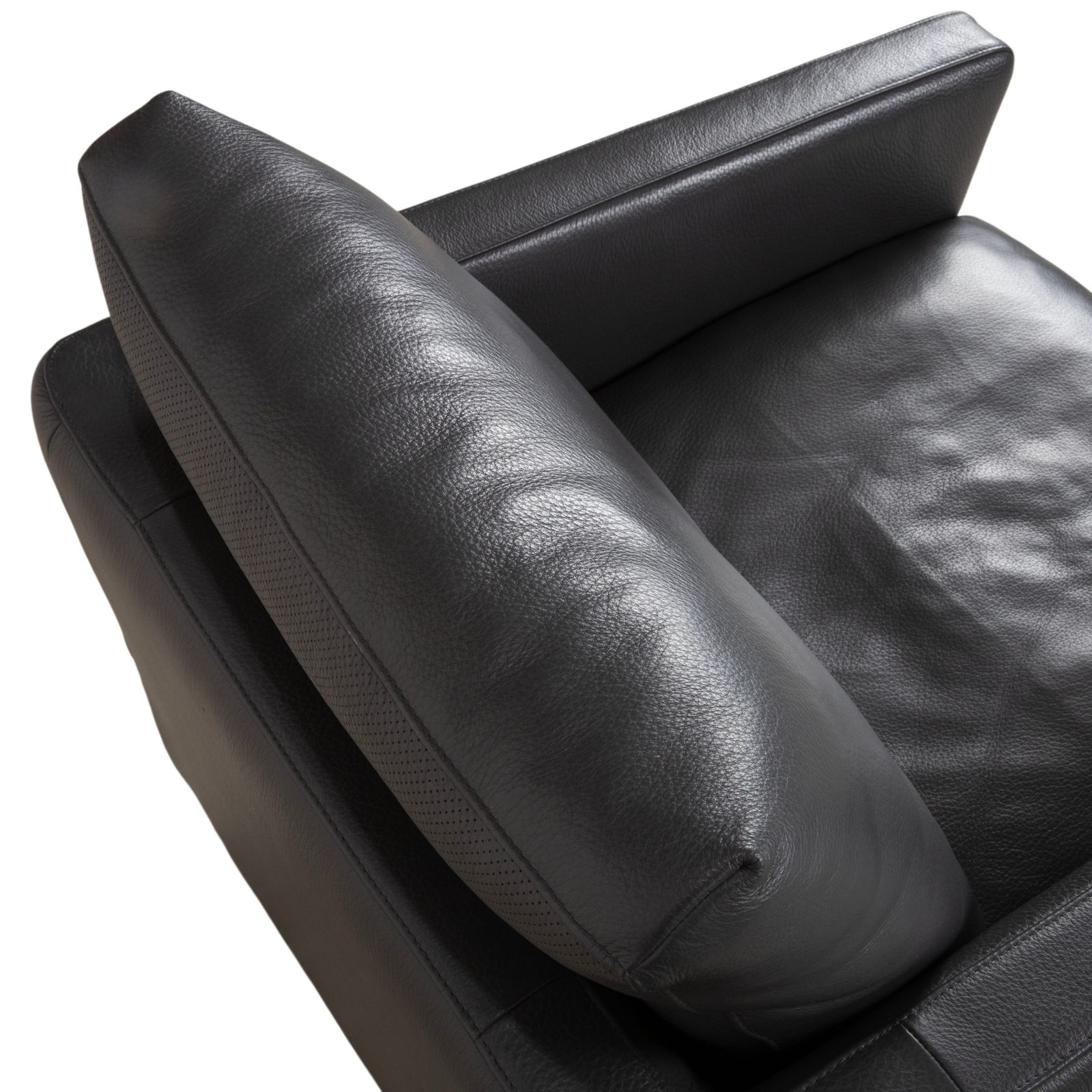 Fauteuil Natuzzi Relevé en cuir noir anthracite photo vinterior