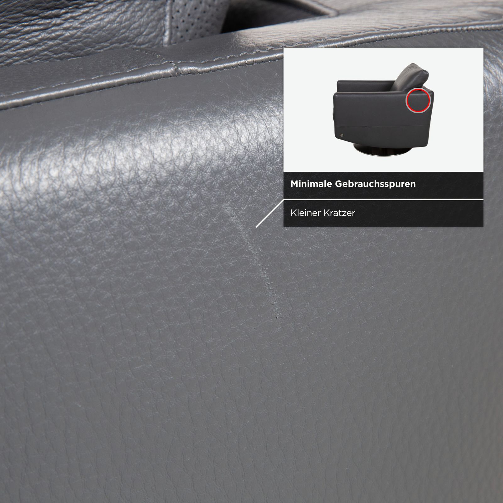 photo furniture Fauteuil Natuzzi Relevé en cuir noir anthracite