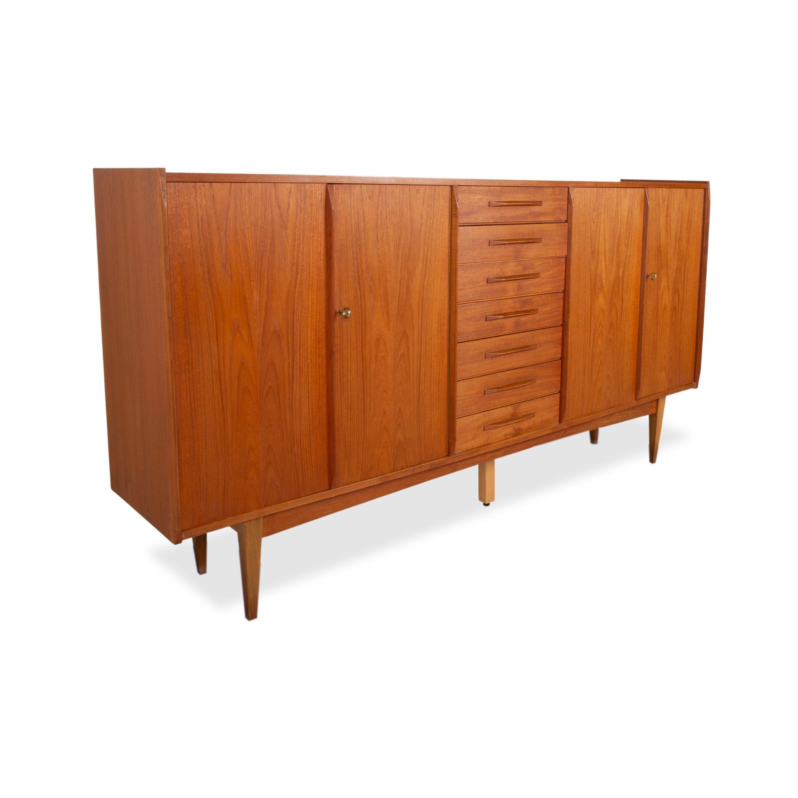 Midcentury Wooden Sideboard, Brown Highboard, Teak, Vkw Furniture photo for sale