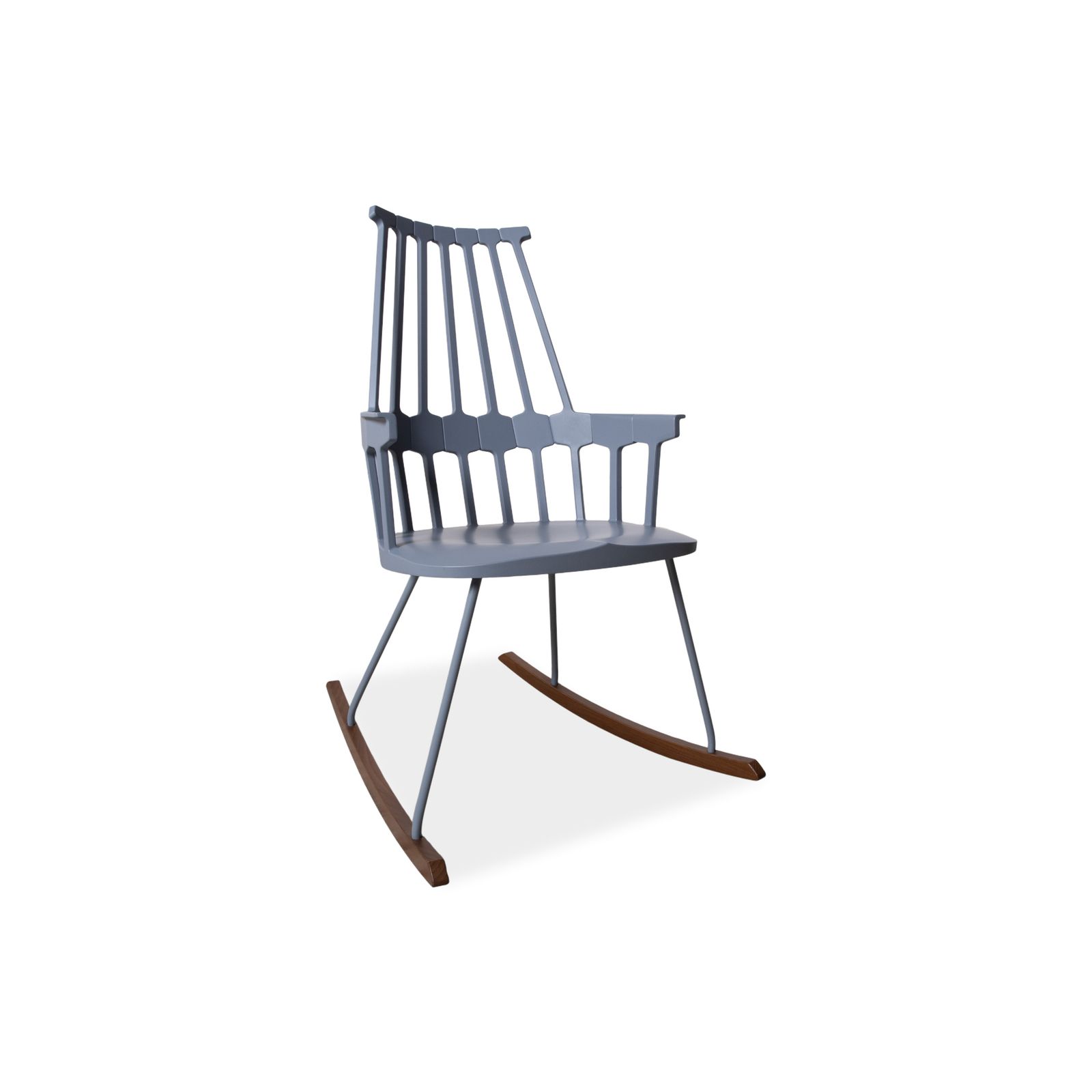 Kartell Comeback Rocking Chair Wood Plastic Blue Patricia Urquiola