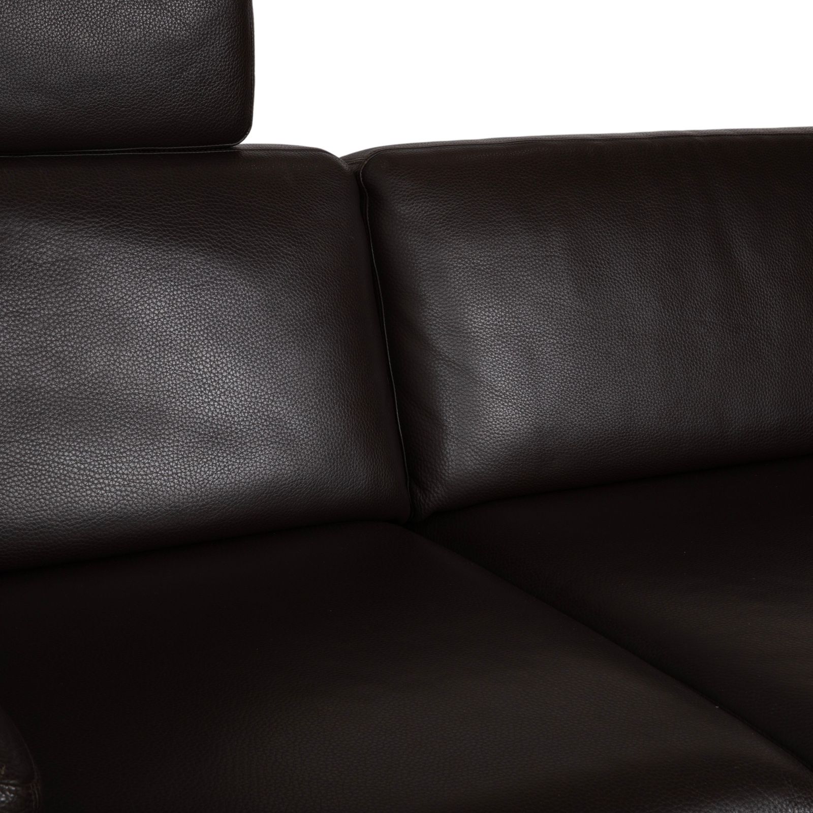 Furniture Brühl Alba Three Seater Leather Sofa, Brown, Including Headrest And Chrome Feet, Thick Leather photo