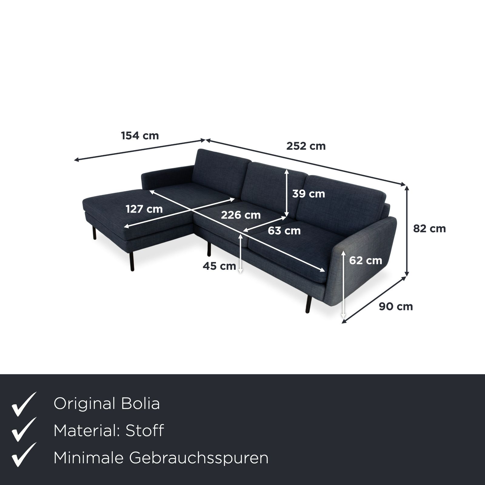 Canapé d'angle Bolia Scandinavia en tissu bleu photo furniture
