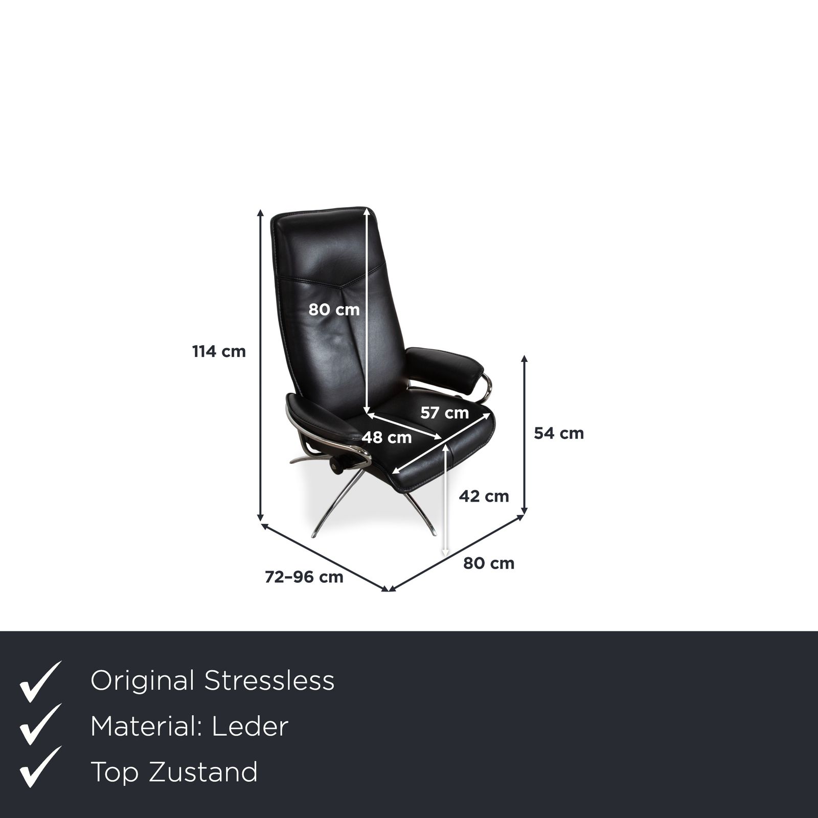 Stressless City Leather Recliner Black Incl. Footstool, Manual Function, Star Base photo furniture