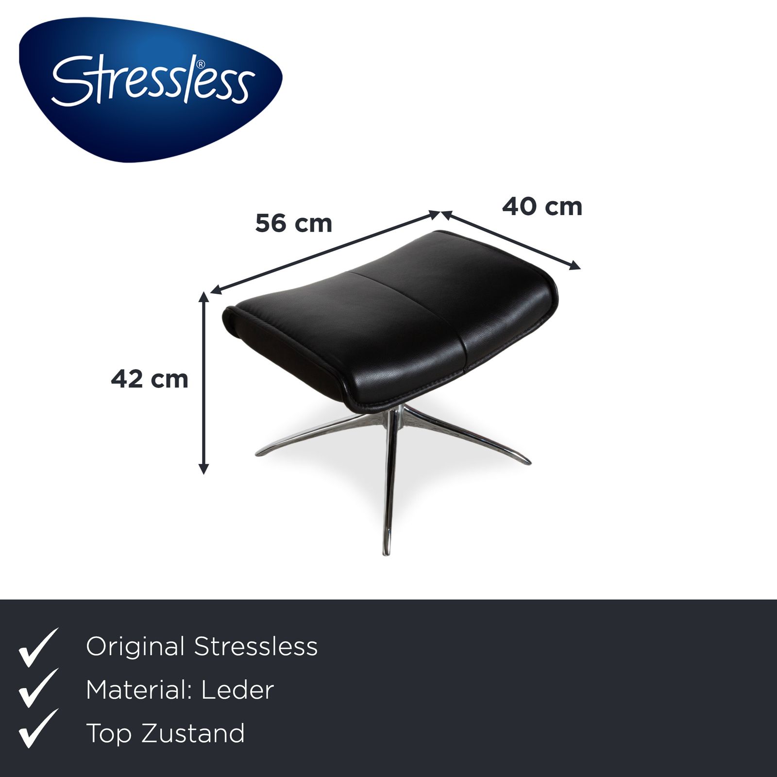 Stressless City Leather Recliner Black Incl. Footstool, Manual Function, Star Base photo for sale