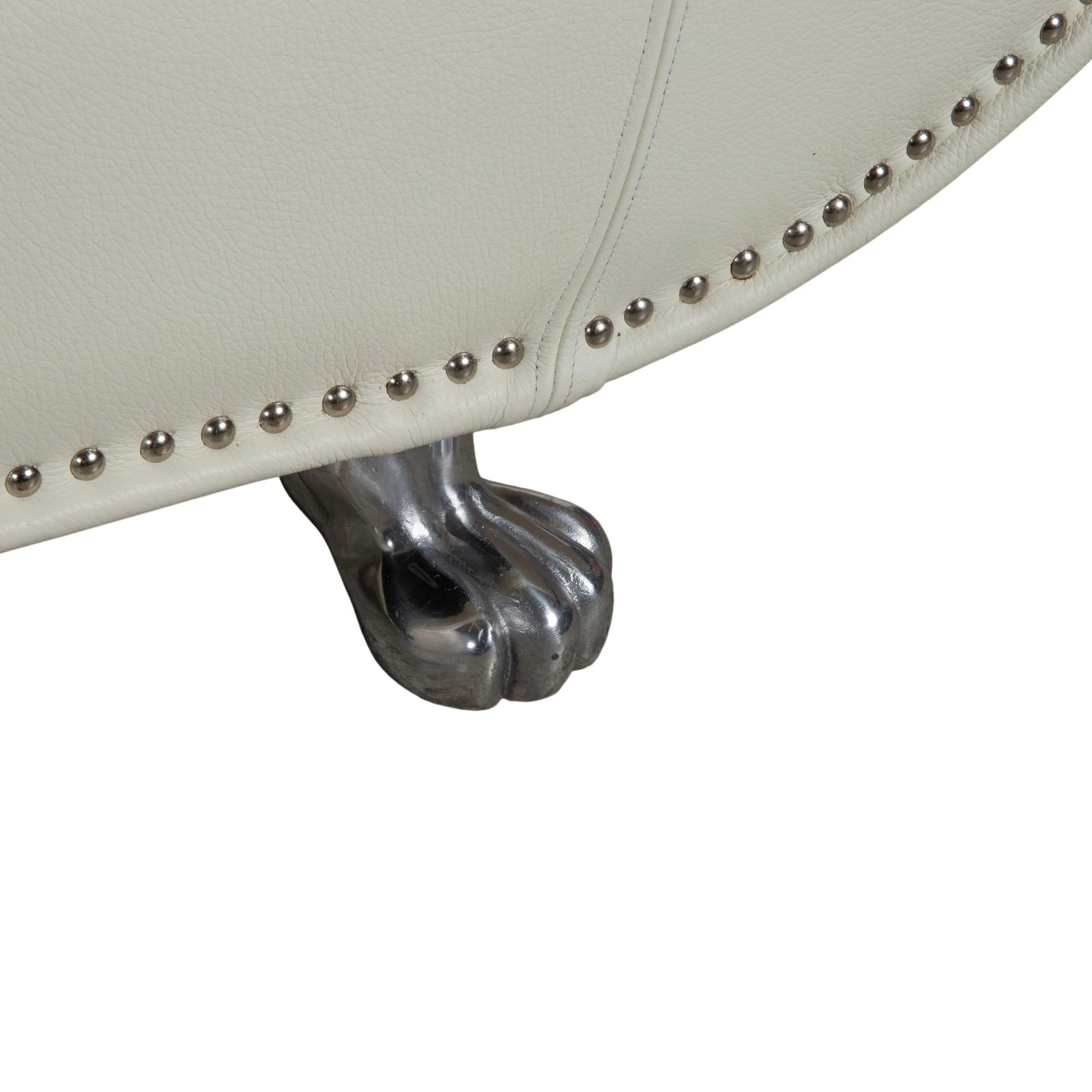 Bretz Gaudi Leather Three Seater Sofa White Cream Beige Silver Lion's Paw Feet Rivets photo 2794.0