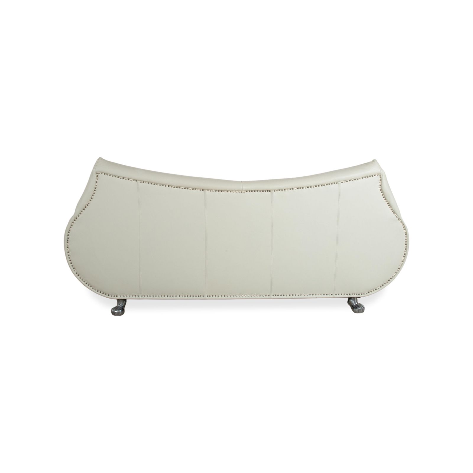 photo for sale Bretz Gaudi Leather Three Seater Sofa White Cream Beige Silver Lion's Paw Feet Rivets