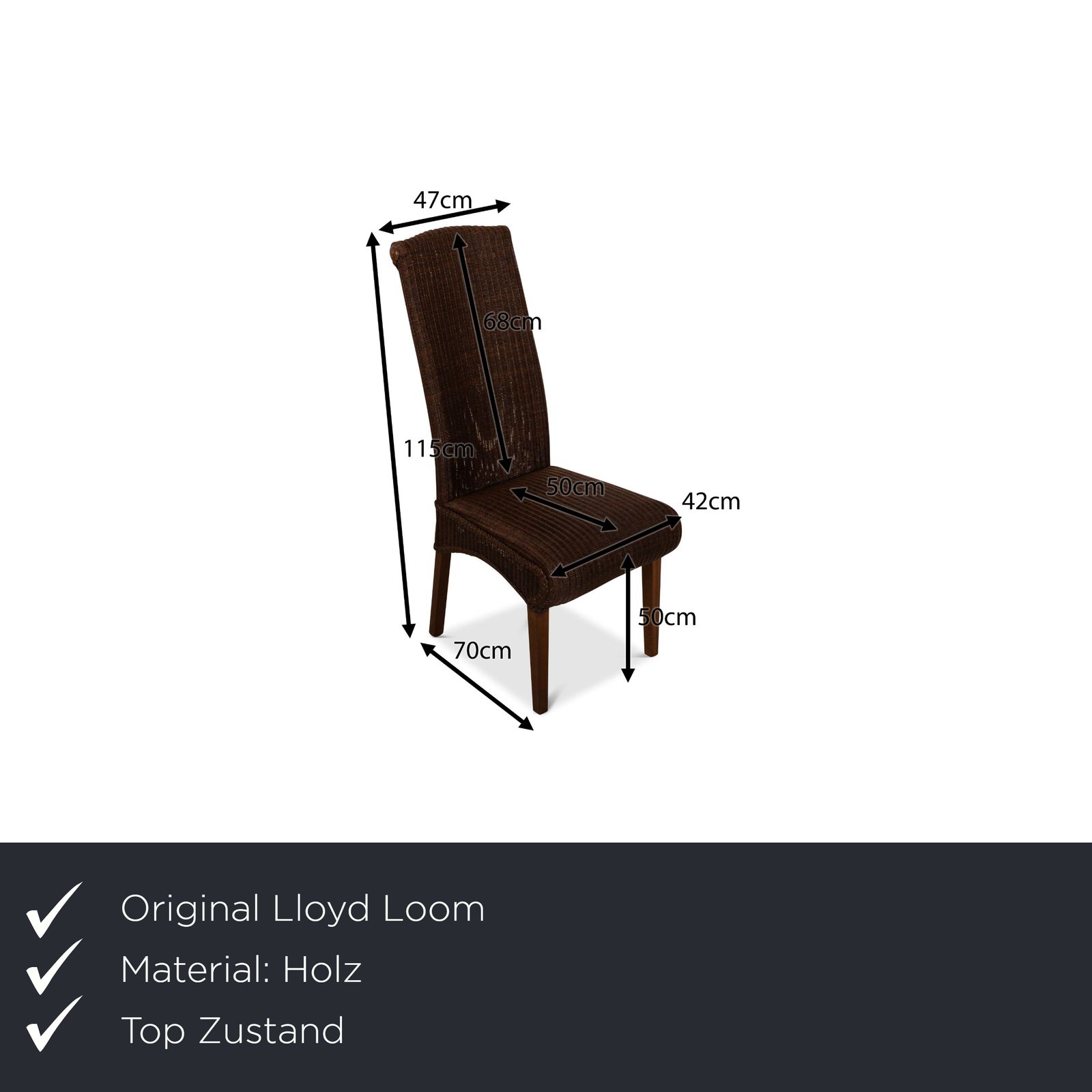 Chaise de salle à manger Lloyd Loom en bois brun photo furniture