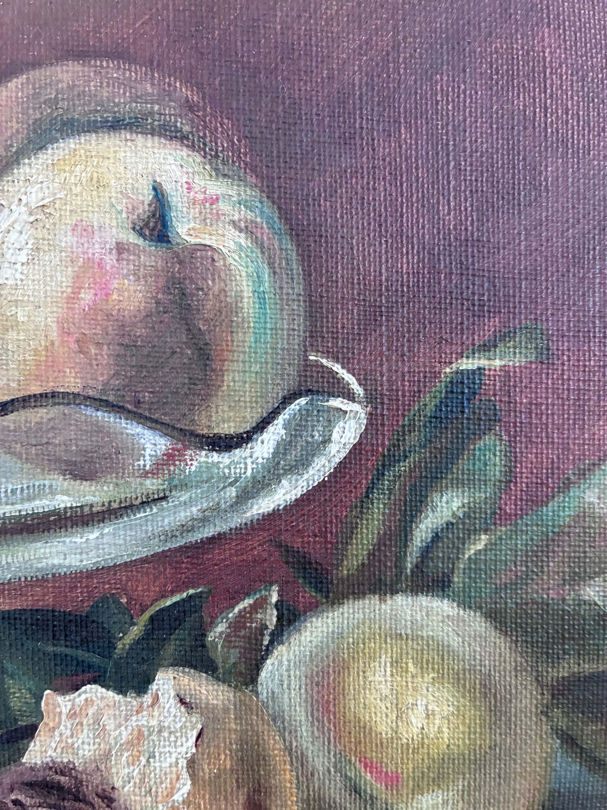Antique Original Still Life Oil Painting, Fruit Kitchen Art photo Art