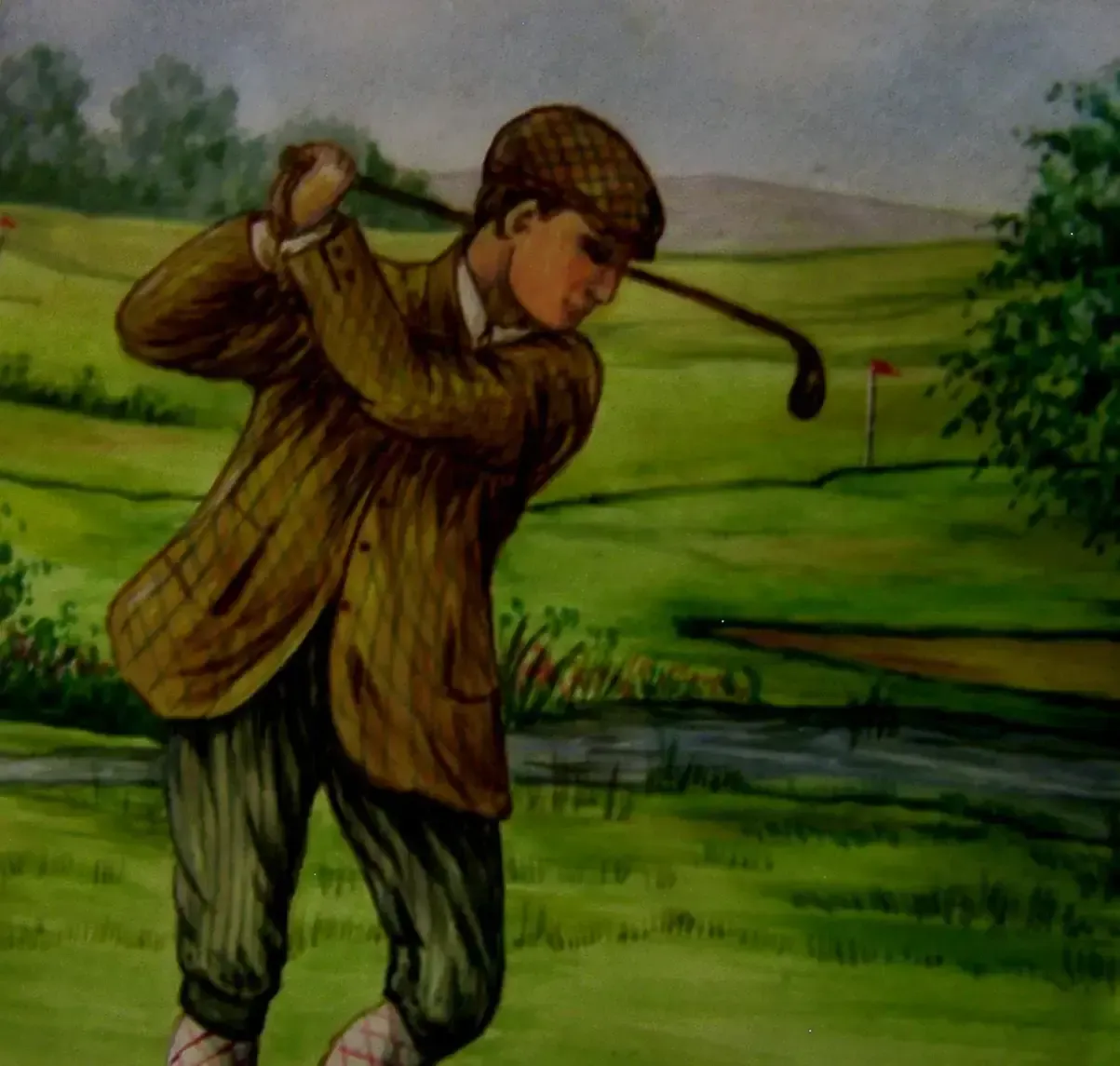 Étui à cigarettes Sampson Mordan en argent sterling et émail peint à la main, motif golf, 1933 photo furniture
