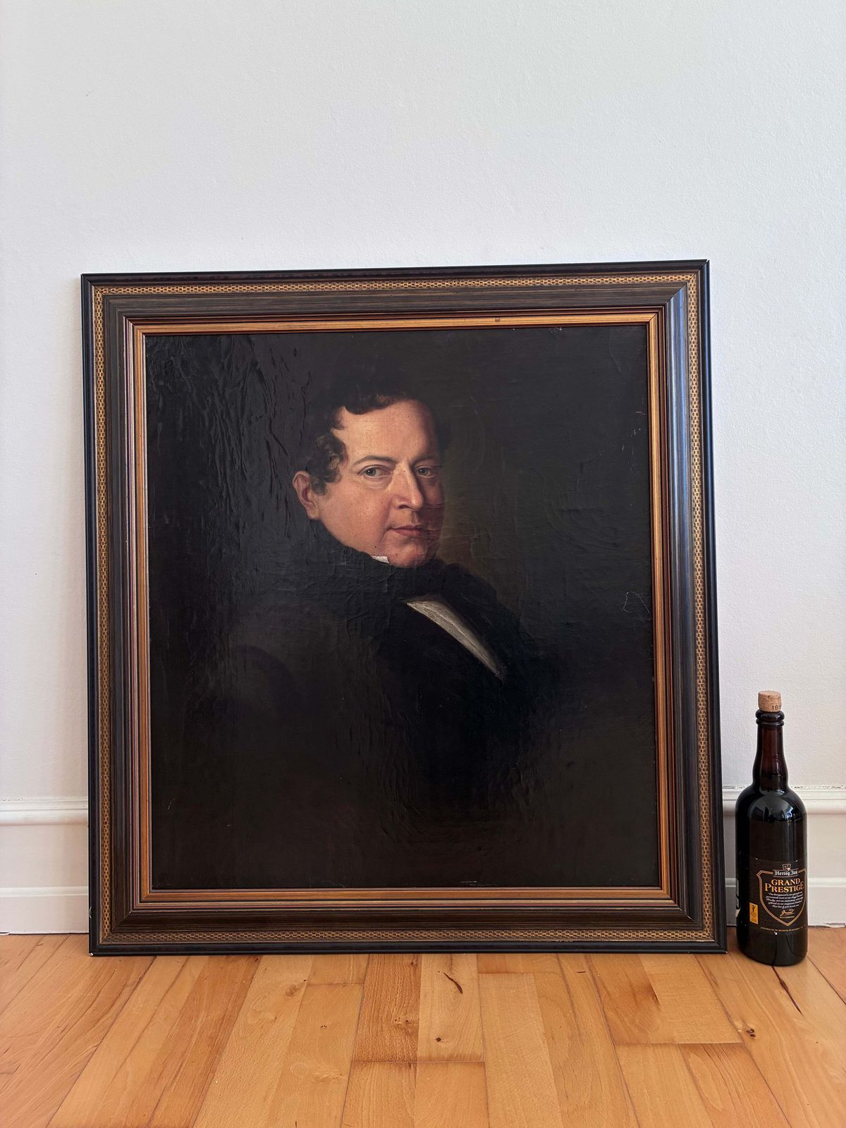 Art Antique Original Oil Painting Of A German Opera Tenor, Large 19th Century Portrait photo