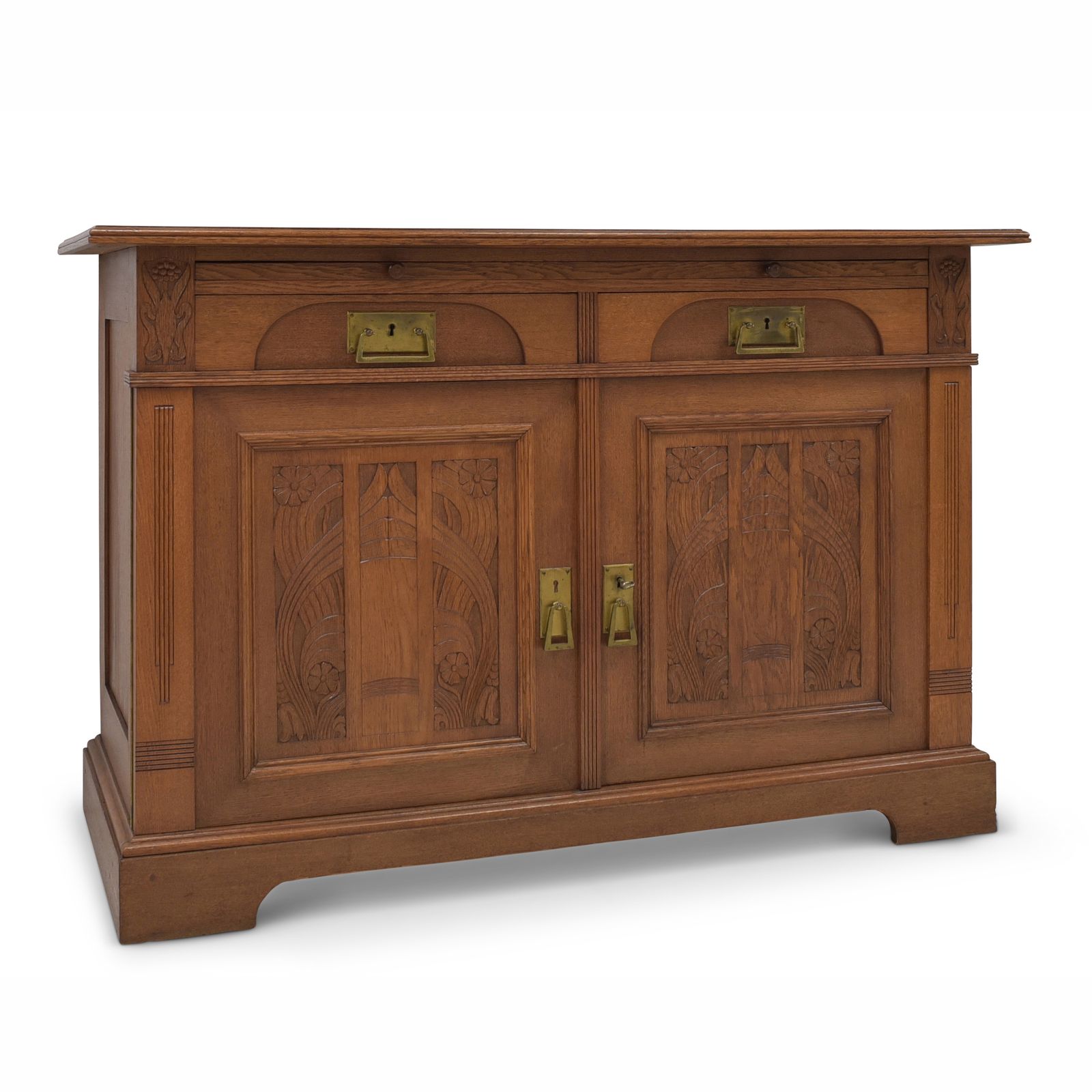 Antique! Restored Art Nouveau Oak Sideboard, Chest Of Drawers, Cabinet