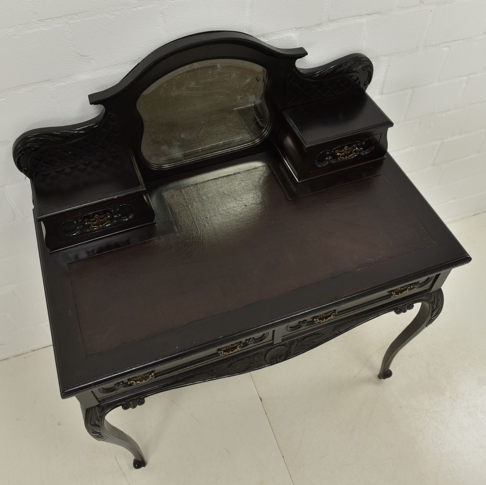 Antique! Restored Mahogany Dressing Table, Black, Rococo Style, Ladies' Desk photo for sale