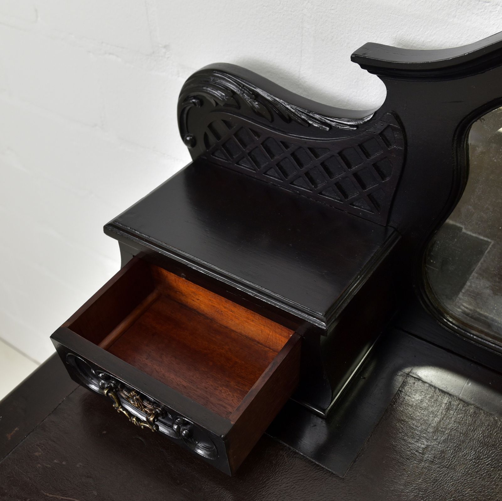 Antique! Restored Mahogany Dressing Table, Black, Rococo Style, Ladies' Desk photo Furniture