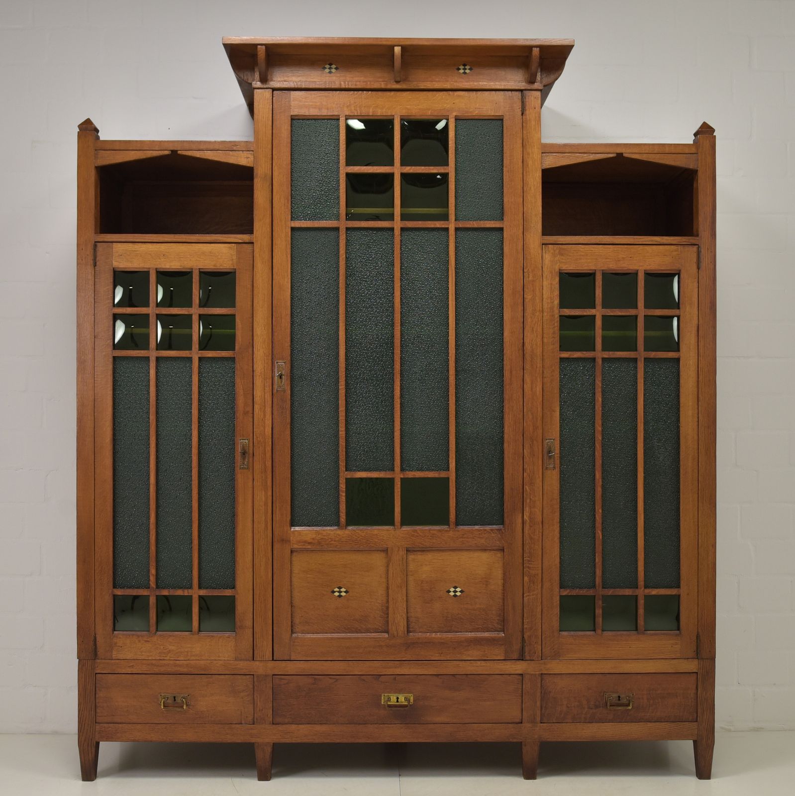Antique! Large Restored Art Nouveau Oak Display Cabinet/Bookcase photo furniture