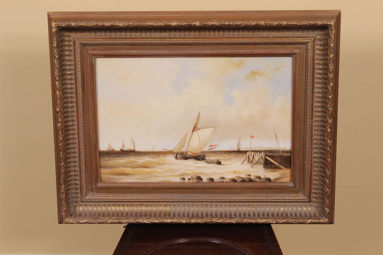 Pair Of 19thc Oil On Board  Marine Scenes