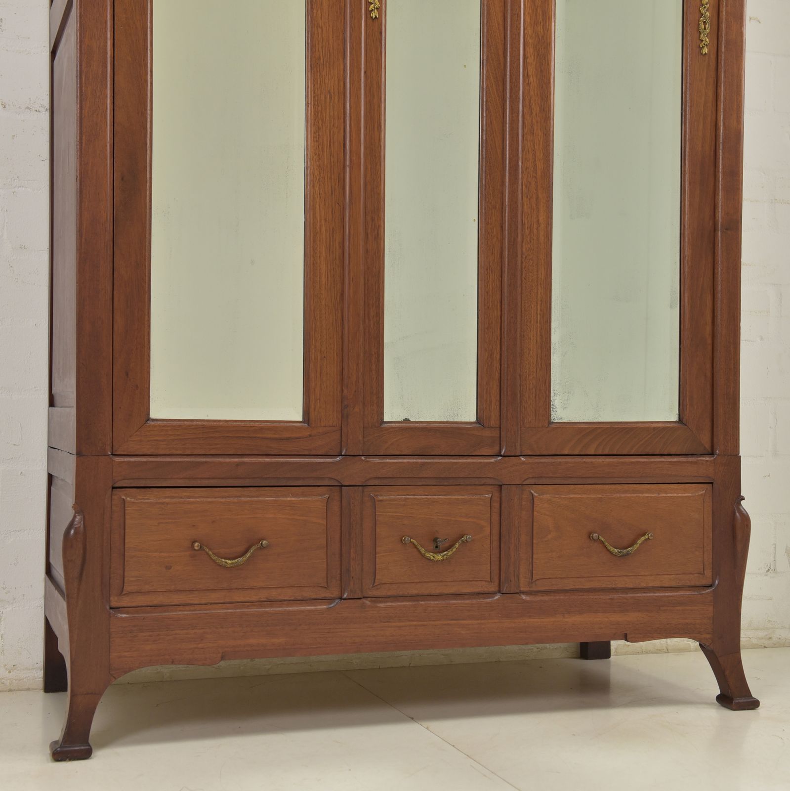 photo furniture Antique! Restored Art Nouveau Wardrobe, Solid Mahogany, Narrow, For Bedroom