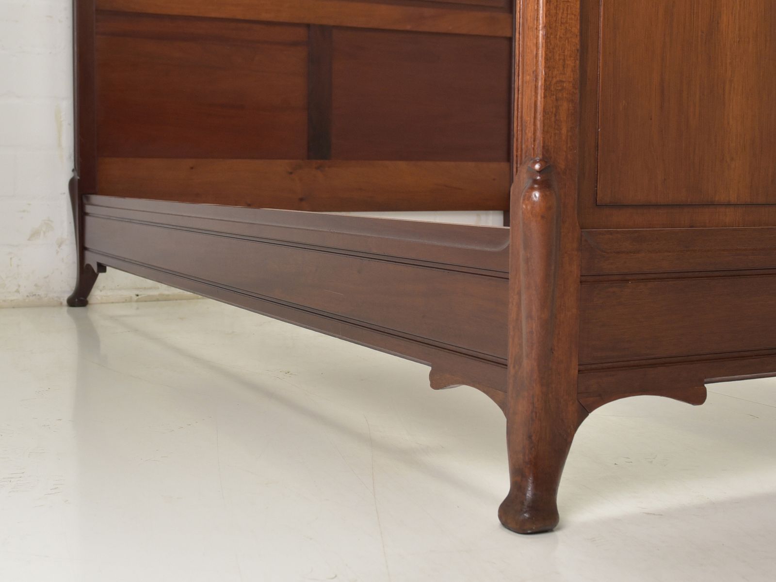 Antique! Bed 200 X 130 Cm, Restored Solid Mahogany, Art Nouveau Bedroom photo vintage