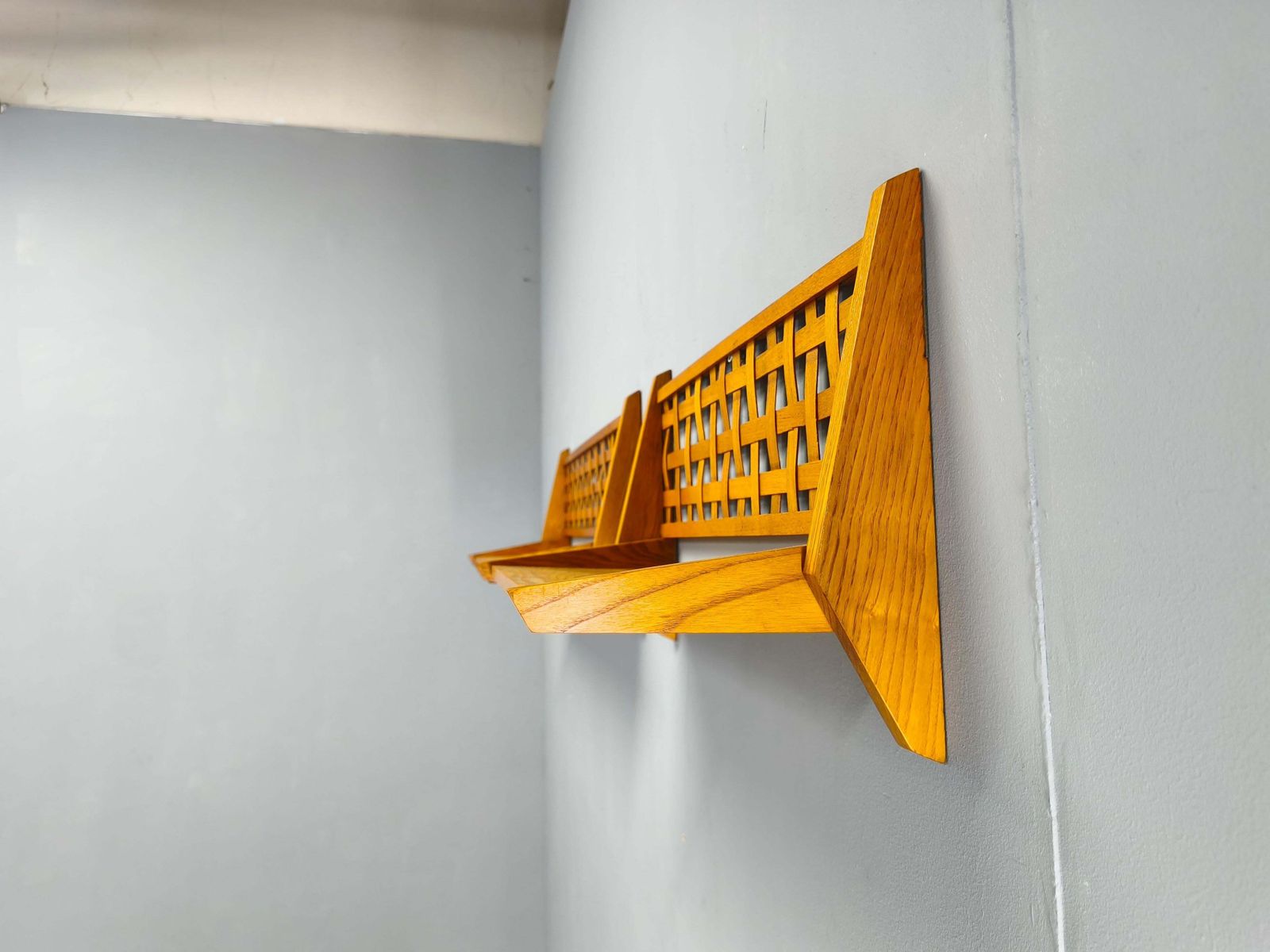Pair Of Mid Century Folding Wall Shelves By Uluv, Czechoslovakia 1960s photo 535.0