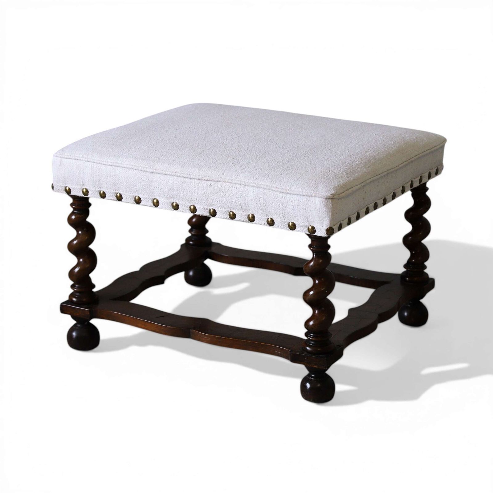 William & Mary Era Stool With Barley‑Sugar Legs & Oyster‑Veneered Stretcher C. 1795