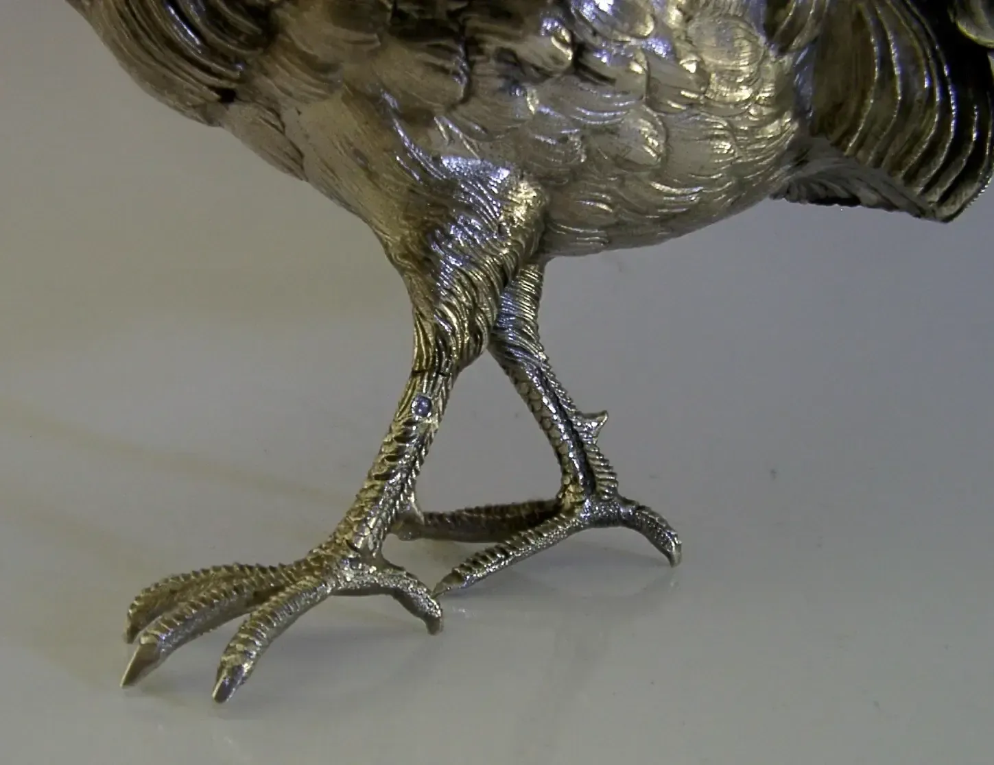 Huge 854g French Sterling Silver Cockerel Rooster Chicken Bird C1920 Antique photo 1999.98