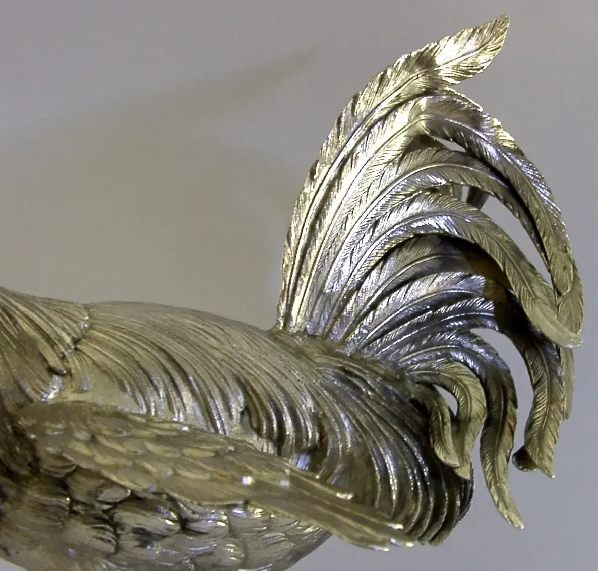 Huge 854g French Sterling Silver Cockerel Rooster Chicken Bird C1920 Antique photo vintage