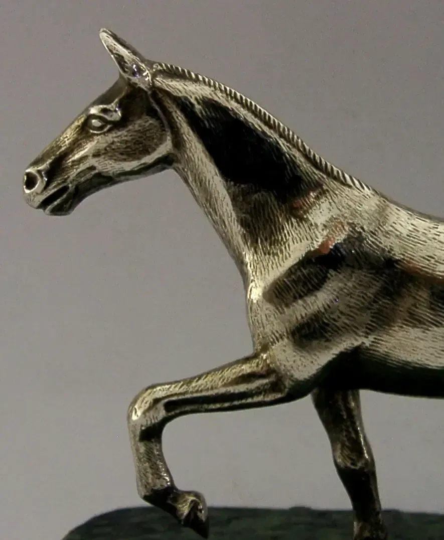 Groot Engels sterling zilveren paardenbeeldje bureau jacht 1978 Ae Jones 934g photo vinterior