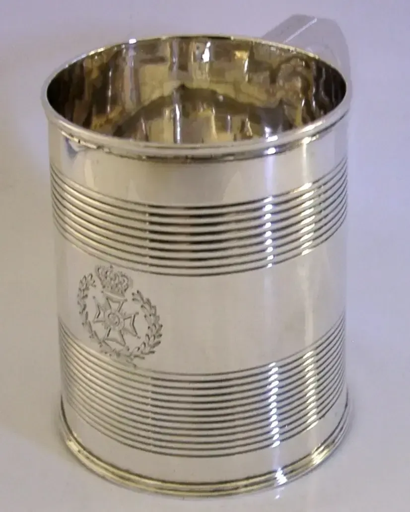 Tankard en argent massif sterling, Rifle Brigade, guerres napoléoniennes, 1829, Gramont photo for sale