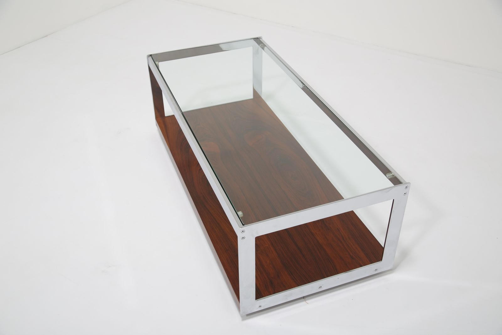 Richard Young For Merrow Associates: Architectural Rosewood, Chrome & Glass Coffee Table, Uk, 1960s photo 1625.0