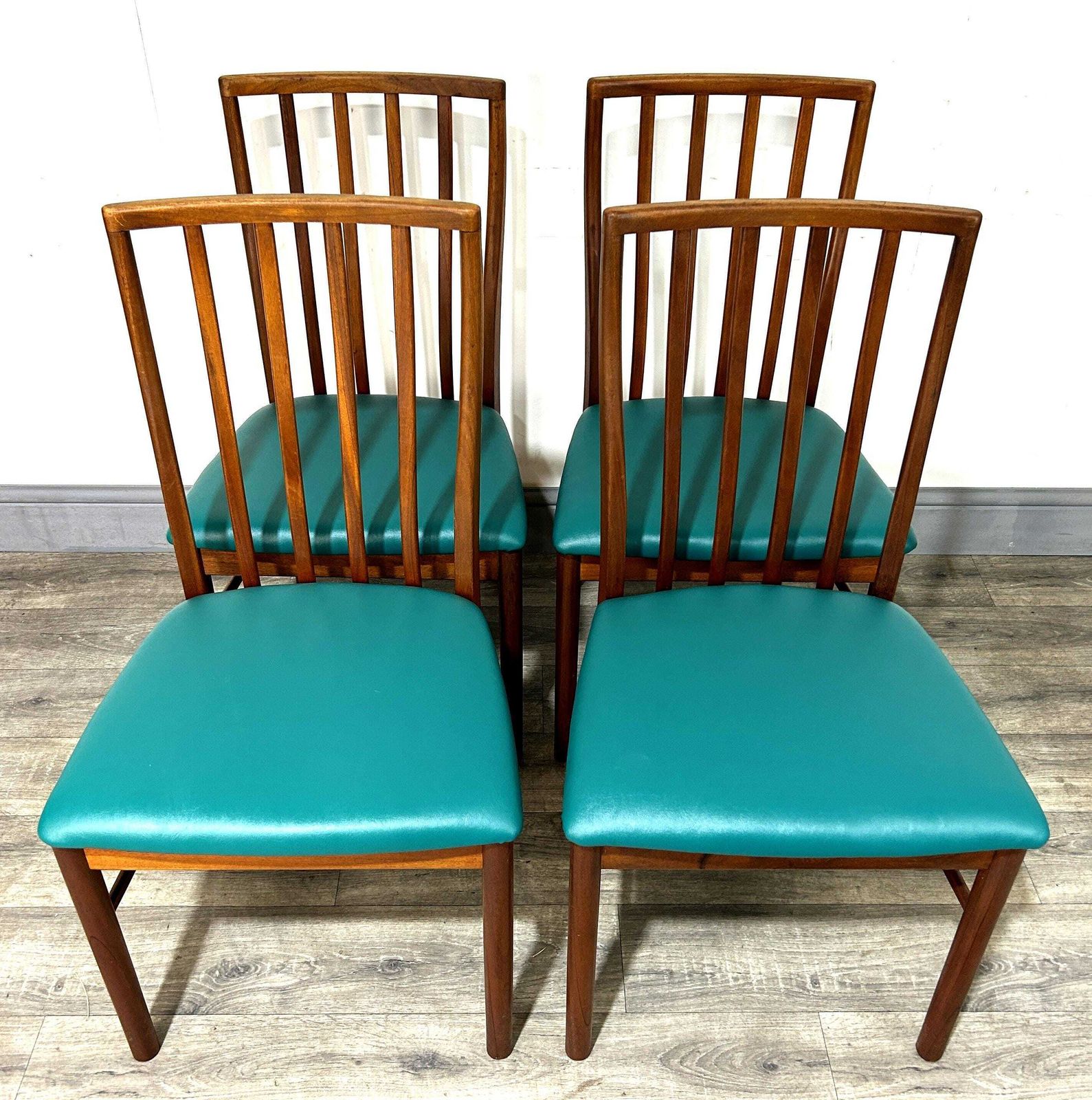 4 Refinished/Reupholstered Mid Century Teak Dining Chairs A.H. McIntosh No. 4203 1960's photo for sale