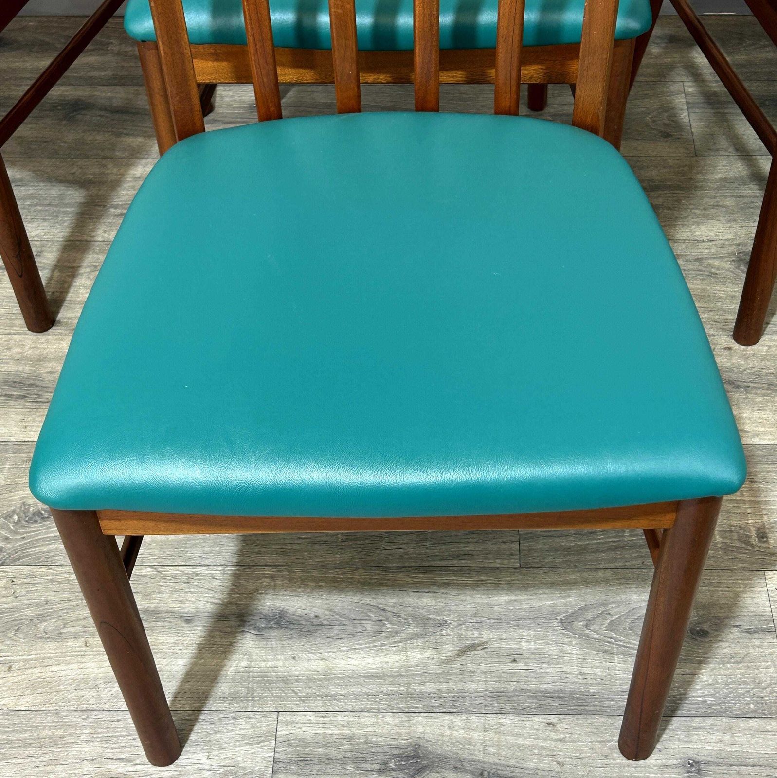 photo furniture 4 Refinished/Reupholstered Mid Century Teak Dining Chairs A.H. McIntosh No. 4203 1960's