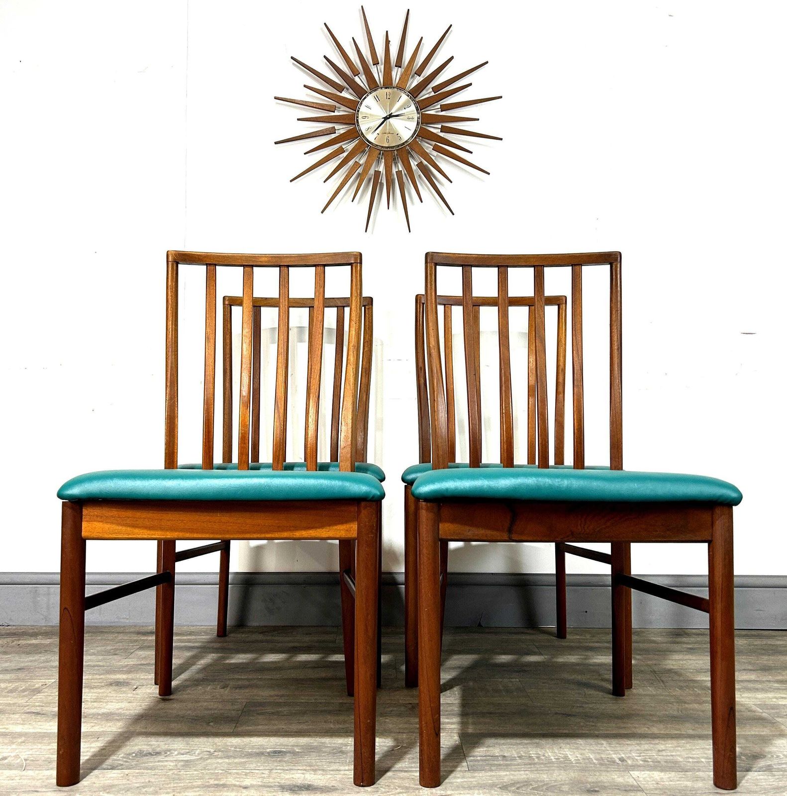 photo for sale 4 Refinished/Reupholstered Mid Century Teak Dining Chairs A.H. McIntosh No. 4203 1960's
