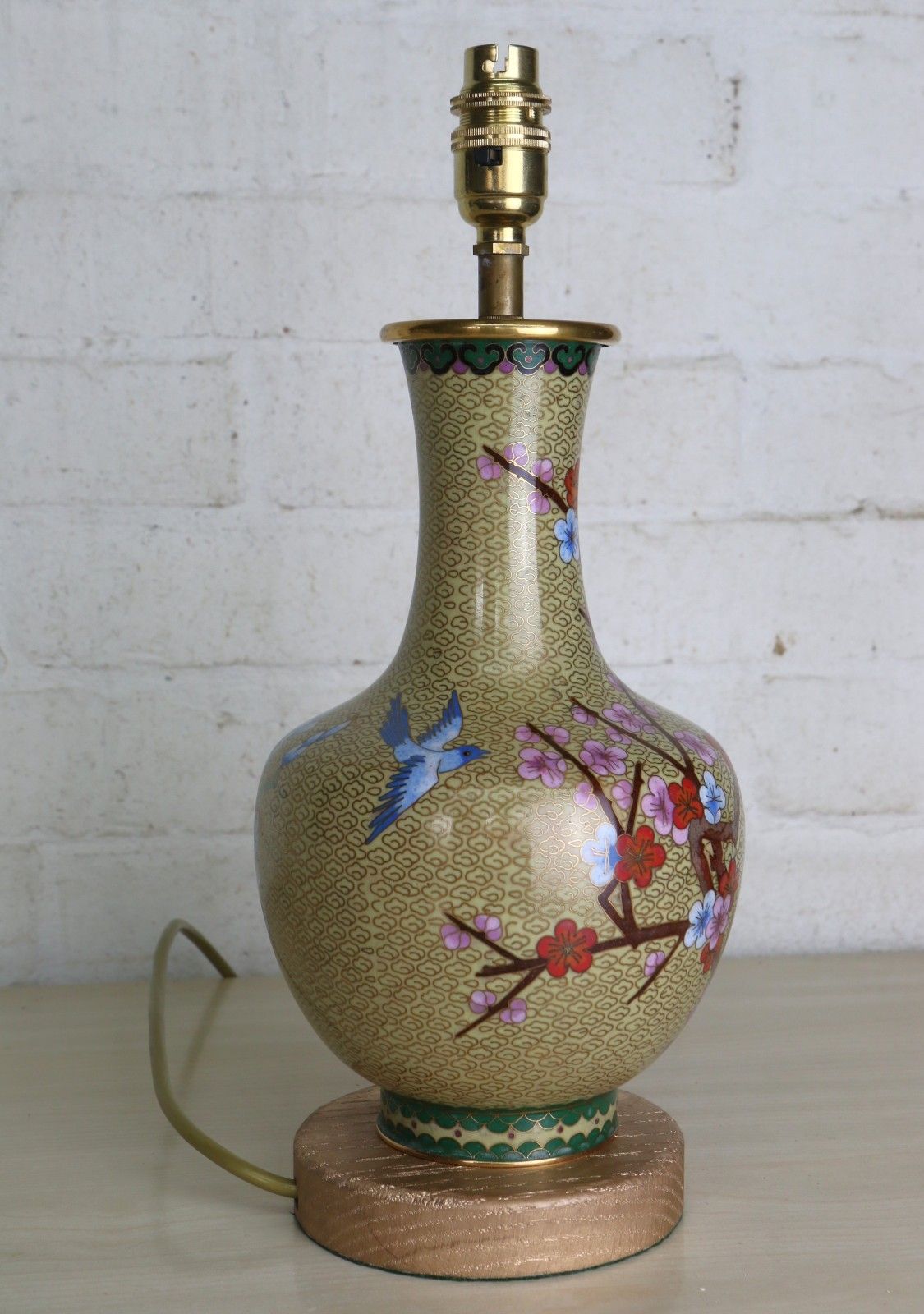 Table Lamp A Vintage Oriental Cloisonne Enameled Chinese Lamp Mid 20th C. photo vintage