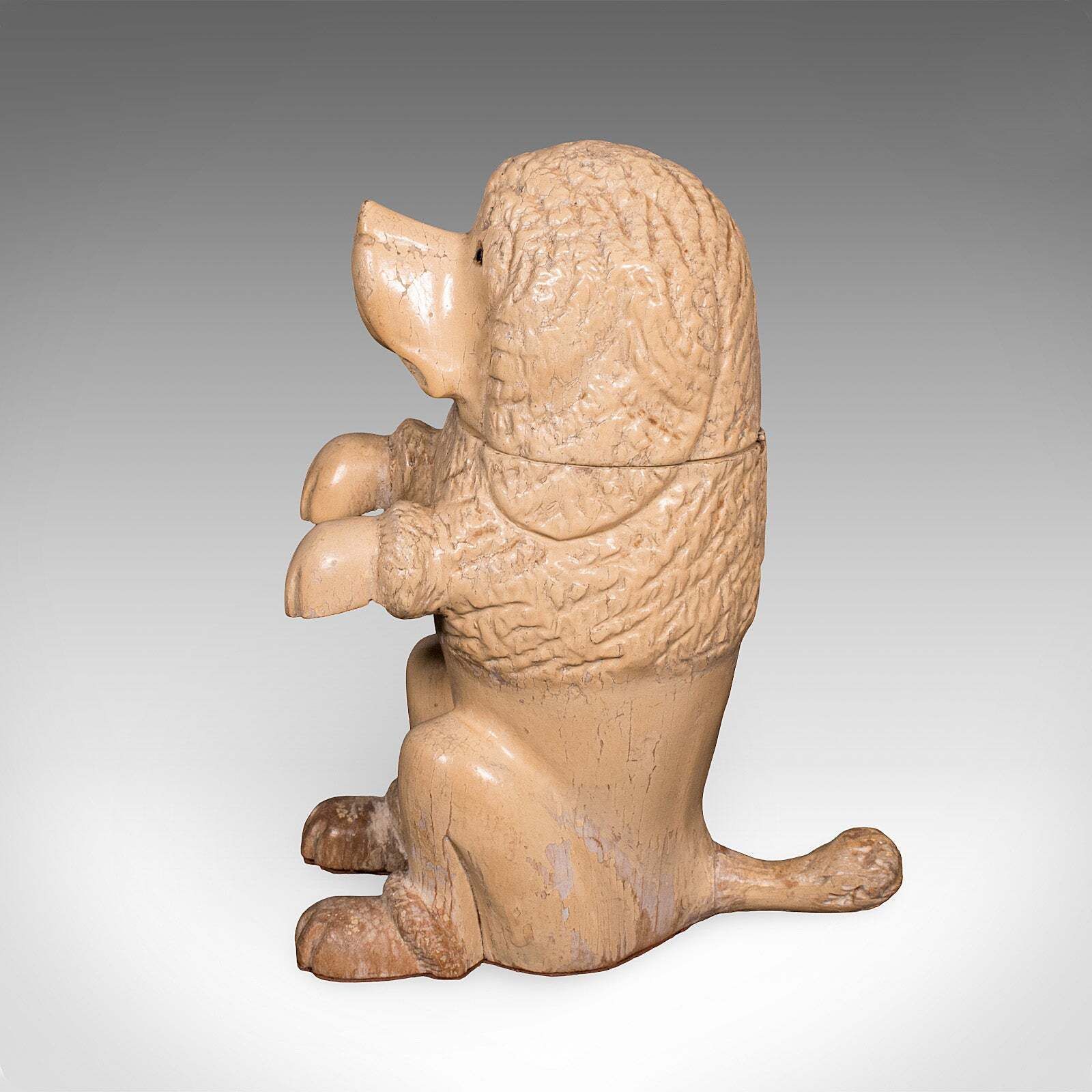 Antique Poodle Tobacco Jar, English, Fruitwood, Dog, Treen, Figural, Edwardian photo buy