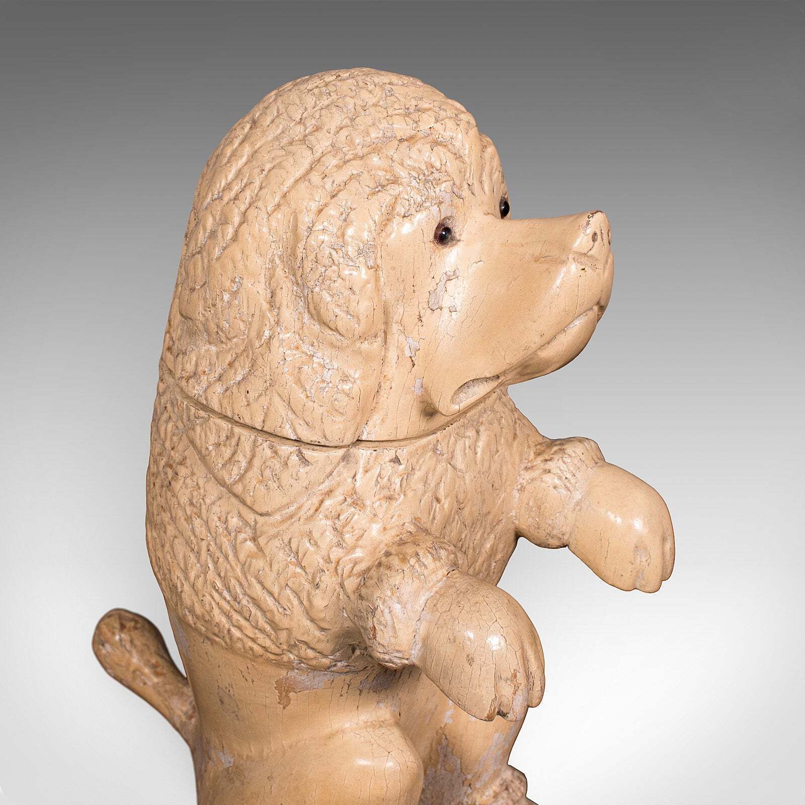 Antique Poodle Tobacco Jar, English, Fruitwood, Dog, Treen, Figural, Edwardian photo vintage