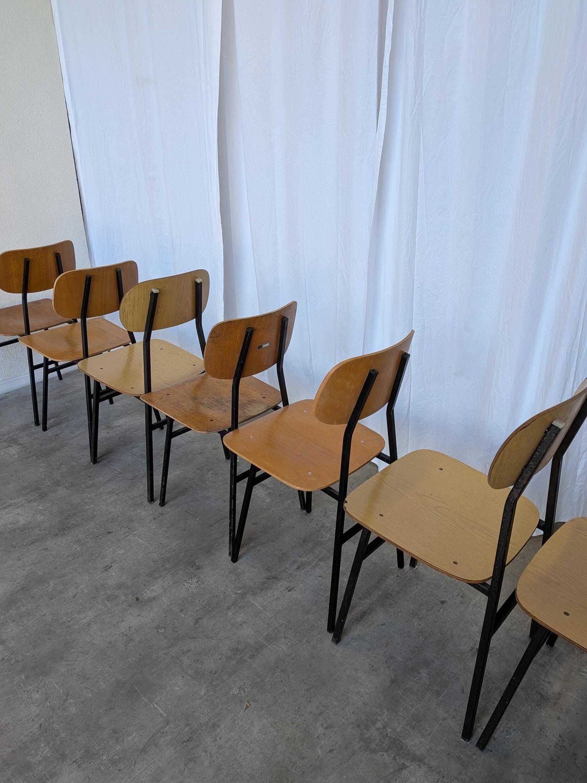 Set Of 7 Vintage Industrial School Chairs / Stol Kamnik 1970s Yugoslavia photo vinterior