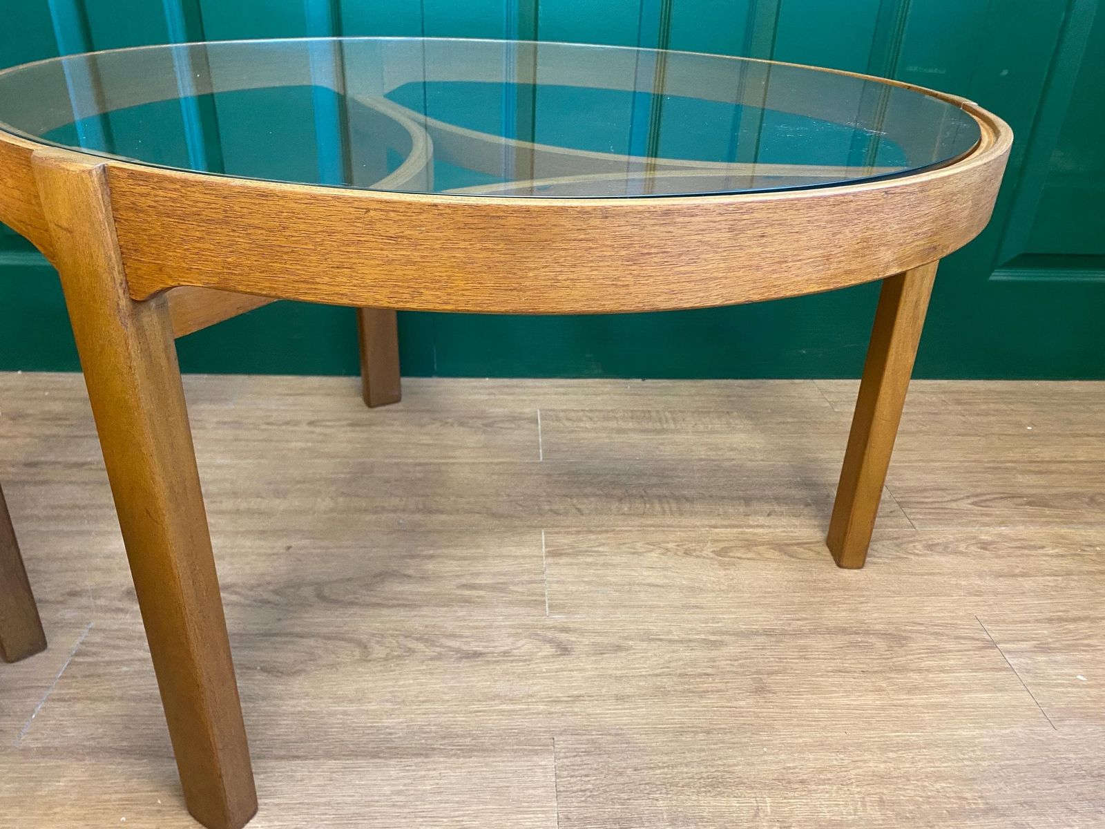 Mid Century 1960s Danish Style Teak Nathan Trinity Circular Glass Coffee Table Nest Of Tables photo 395.0