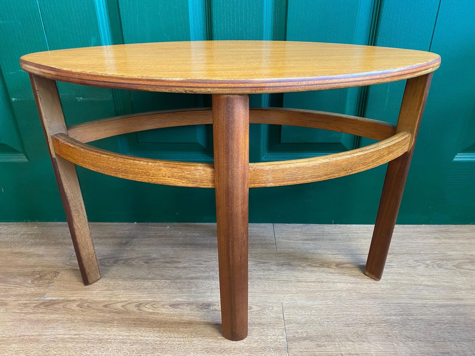 Mid Century 1960s Danish Style Teak Nathan Trinity Circular Glass Coffee Table Nest Of Tables photo buy