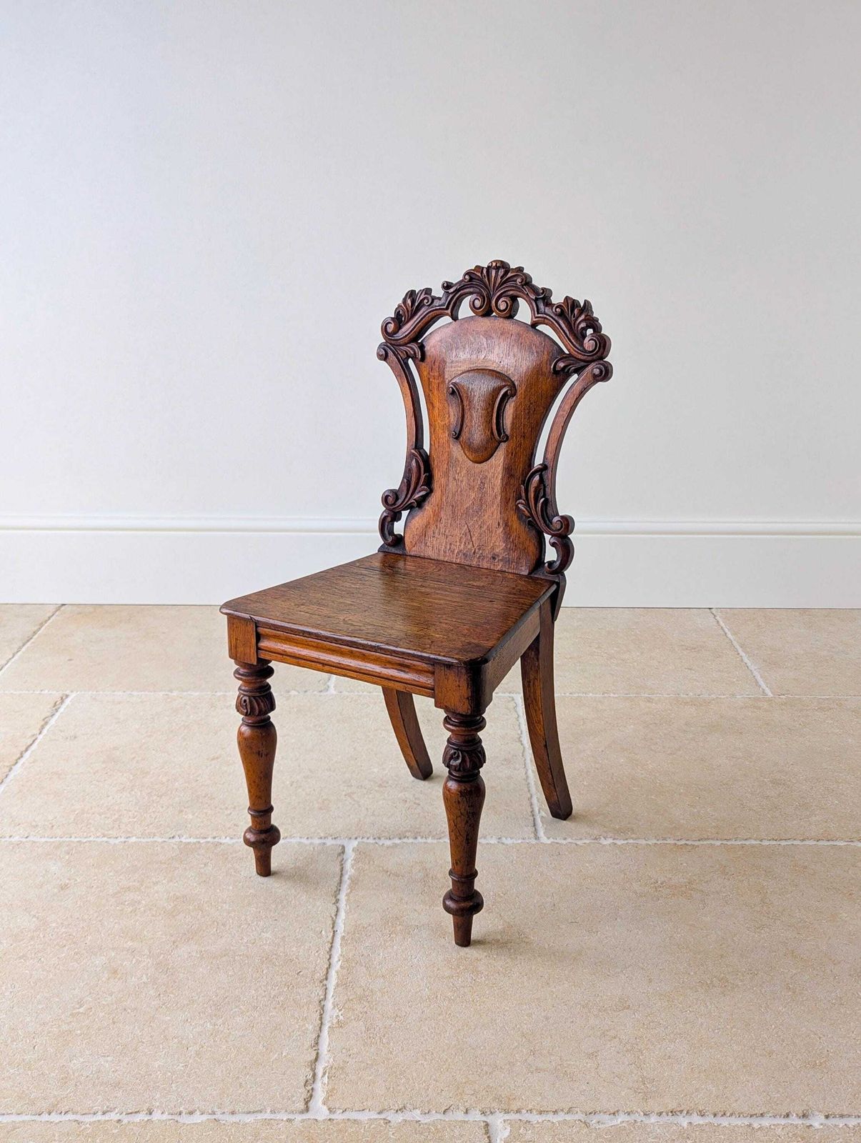 Pair Of Antique Victorian Oak Hall Chairs C.1870 photo vinterior