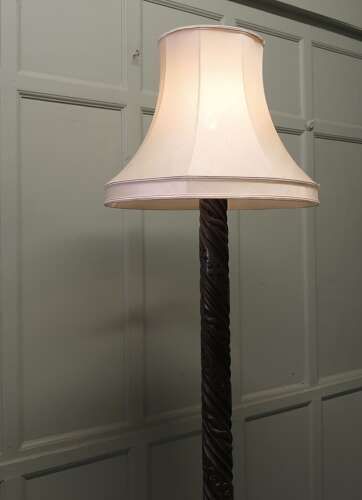 Gothic Carved Oak Floor Standing Standard Lamp A Skilfully Turned And Carved Piece photo Lighting