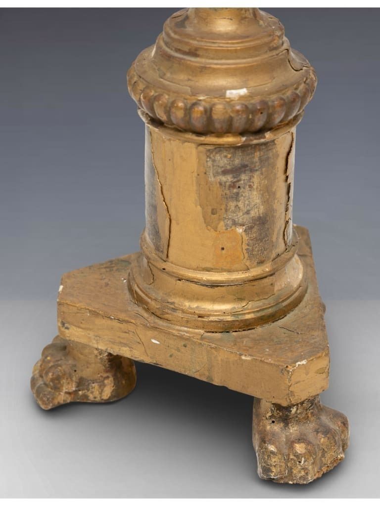Home Decor A Continental Naïve Giltwood Pricket Candlestick, 19th Century photo
