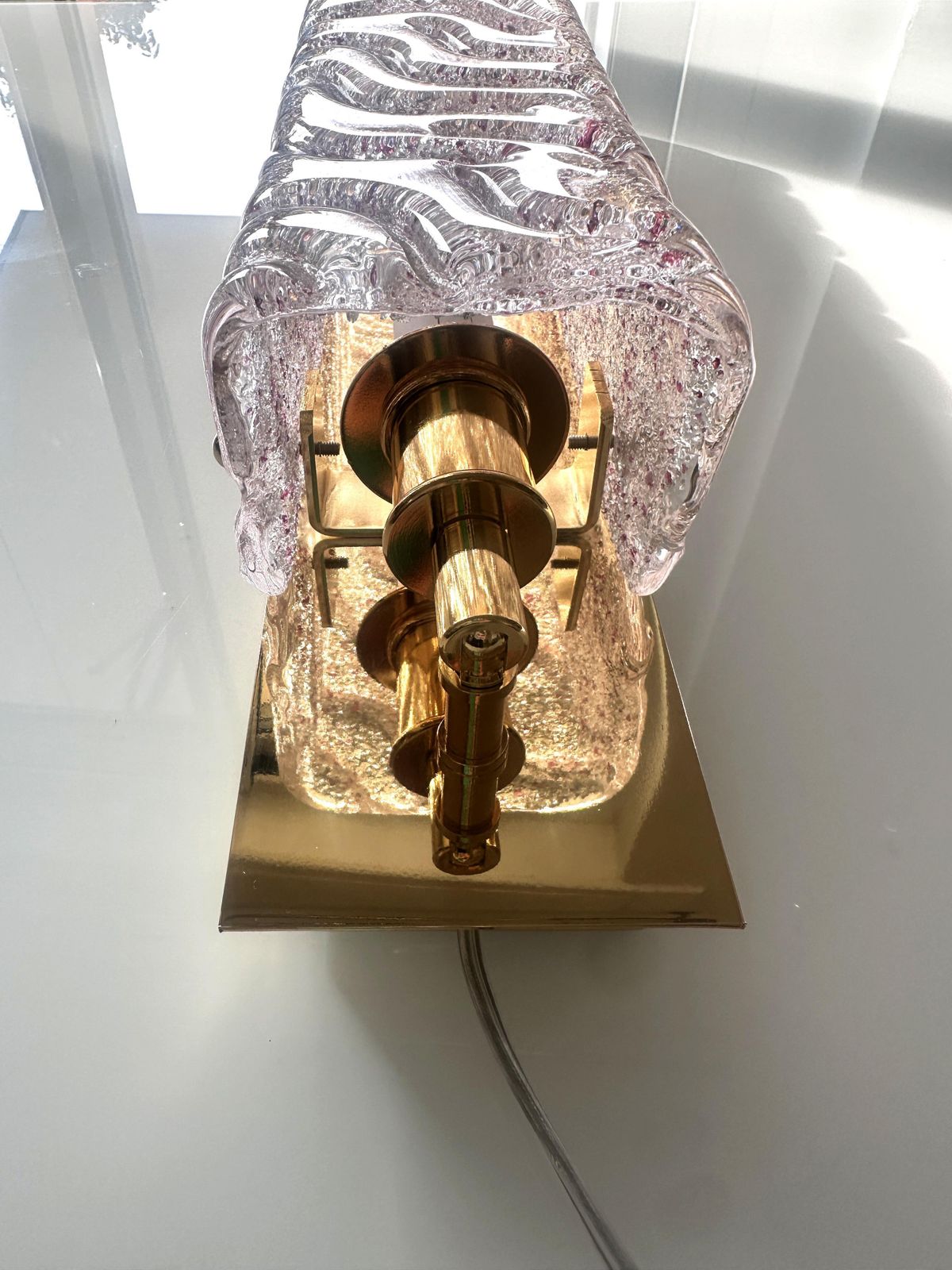 Luxury Gold Wall Sconces With Ametista "Graniglia" Murano Glass   Set Of Two photo Lighting