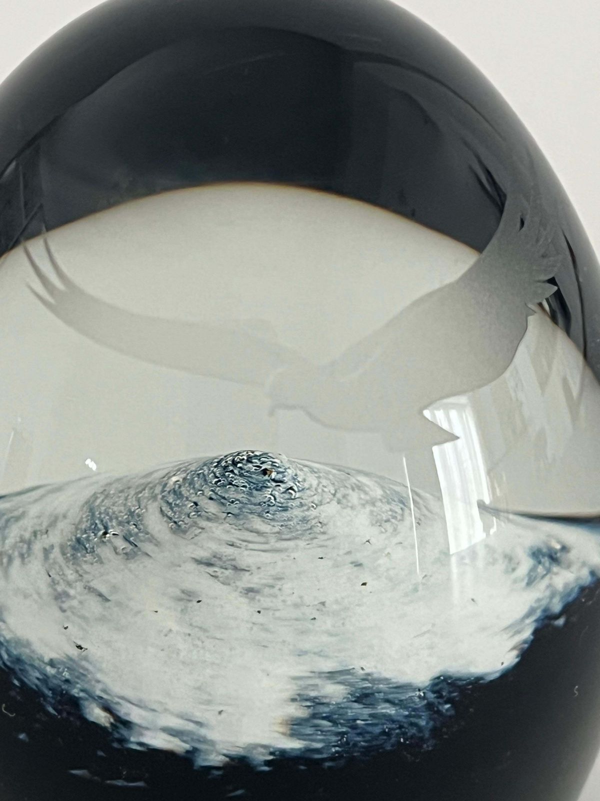 Caithness Glass Paperweight Eagle Soaring Over Snowy Mountain, Scotland C 1980s photo for sale