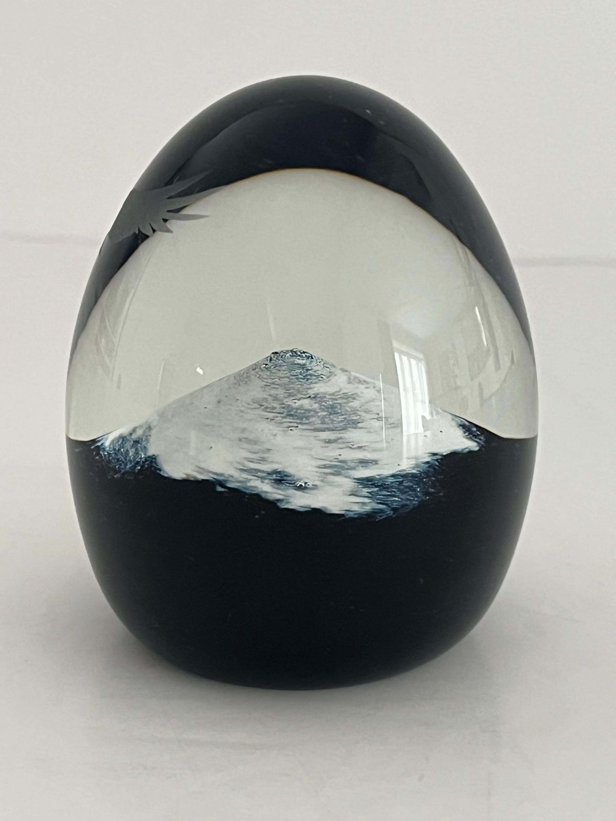 Caithness Glass Paperweight Eagle Soaring Over Snowy Mountain, Scotland C 1980s photo 168.0