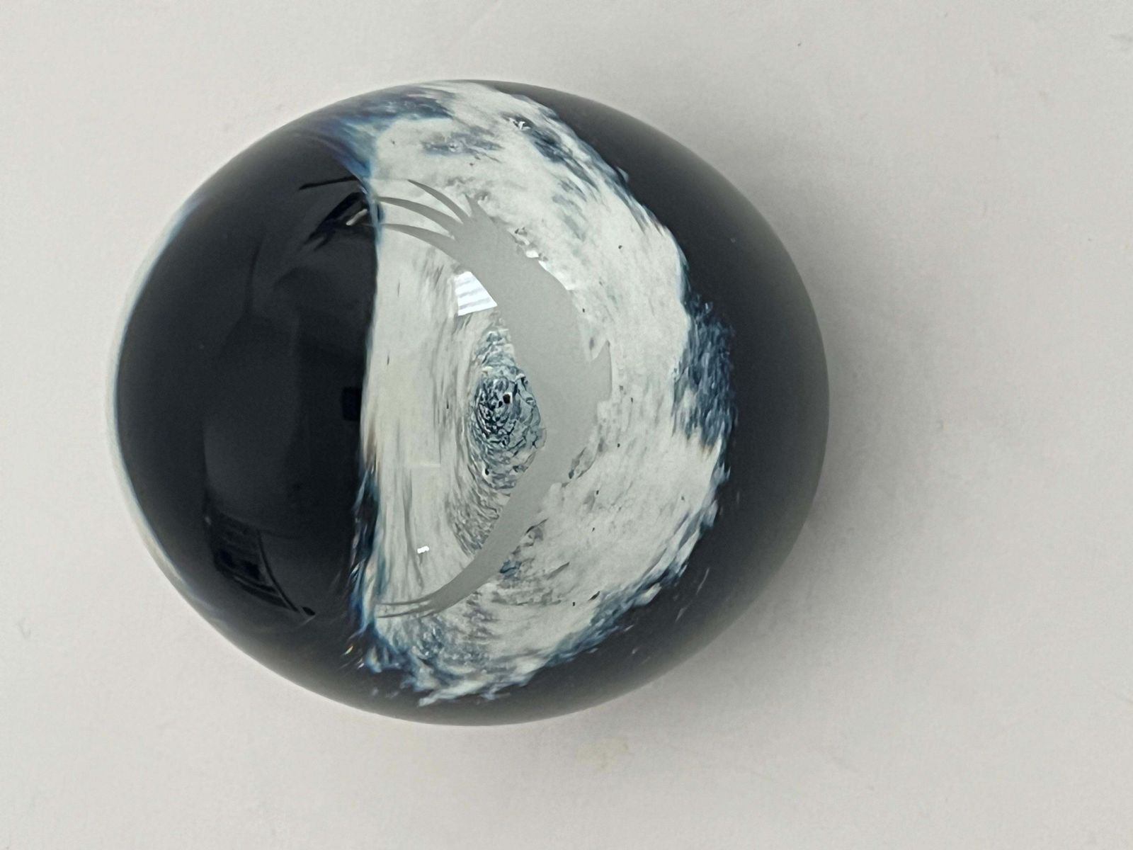 Caithness Glass Paperweight Eagle Soaring Over Snowy Mountain, Scotland C 1980s photo buy