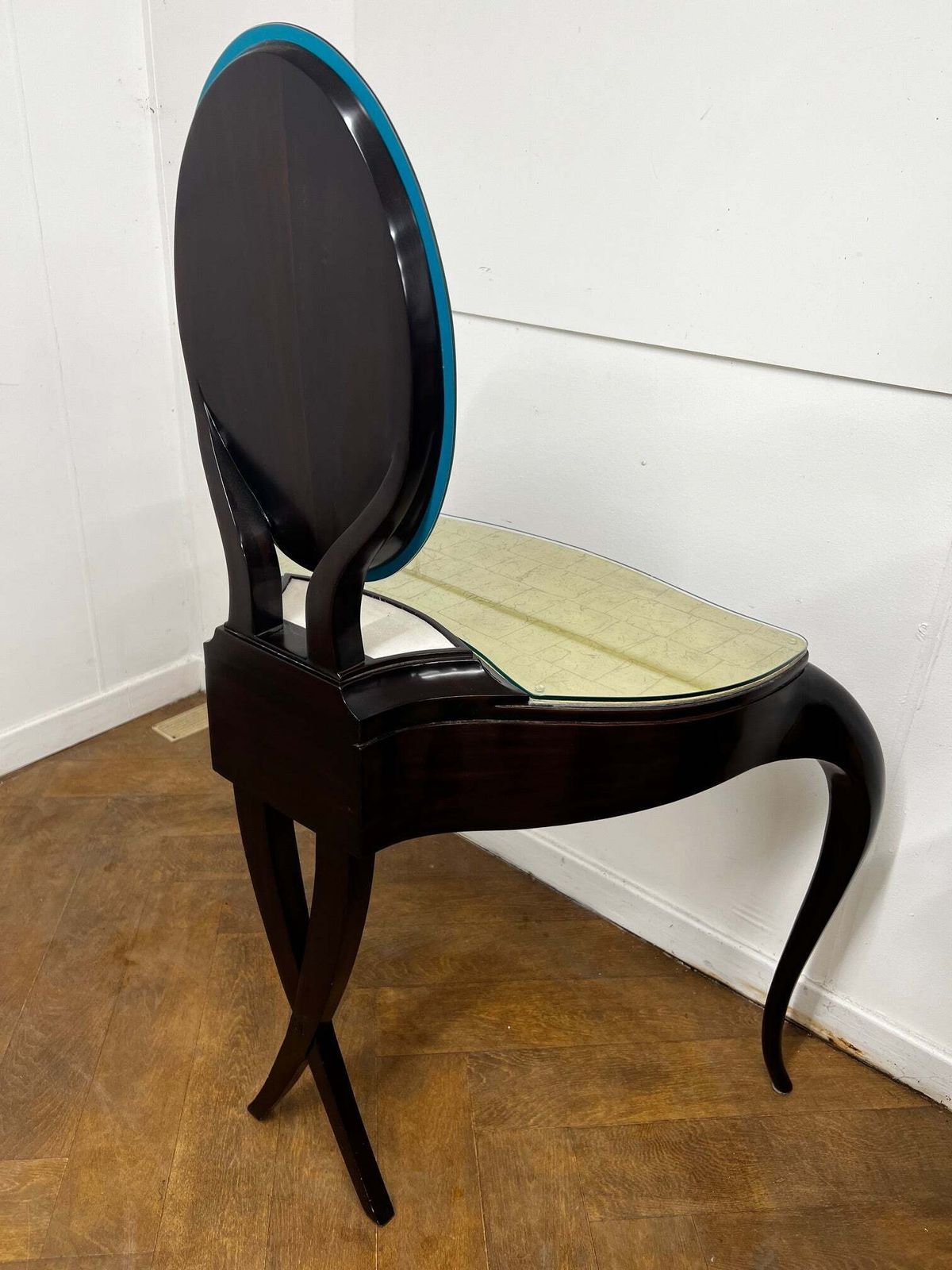 Christopher Guy "Vanity Fair I" Dressing Table In Hand Carved Mahogany And Matching "Vanity Fair" Red Leather Mahogany Chair photo buy