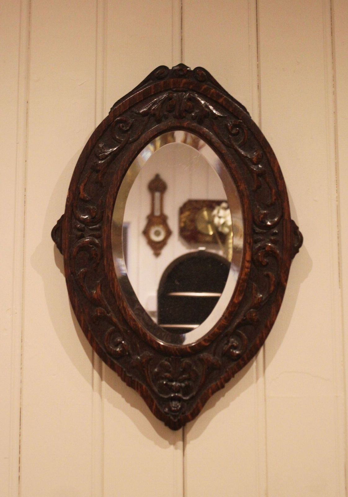 Small Carved Oak Wall Mirror, 1800s photo buy