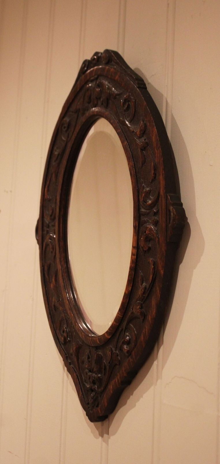 Small Carved Oak Wall Mirror, 1800s photo vintage