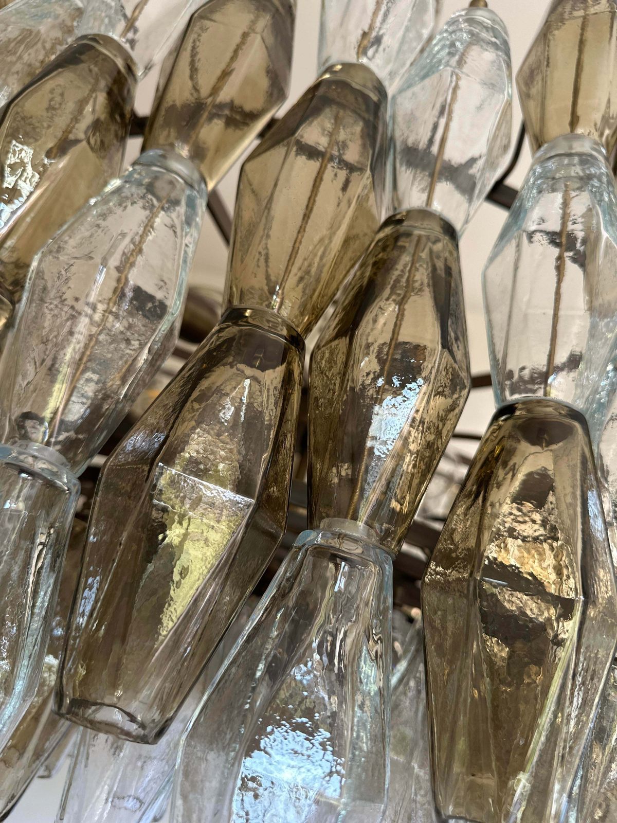 Contemporary Huge "Poliedro" Murano Glass Brunish Chandelier In Venini Style By Simoeng photo vinterior