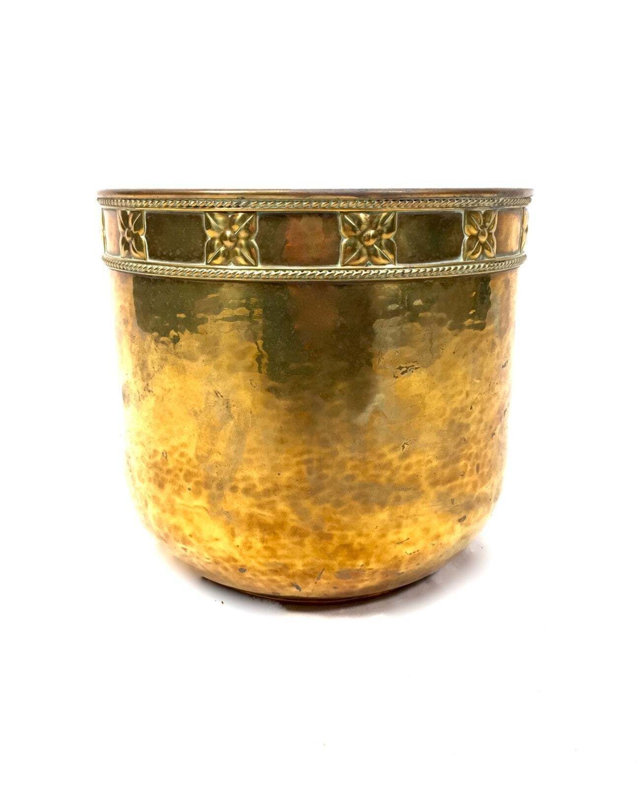 Antique Metal Brass Planter / Indoor Plant Pot / Art Nouveau Cache Pot C.1900 photo furniture